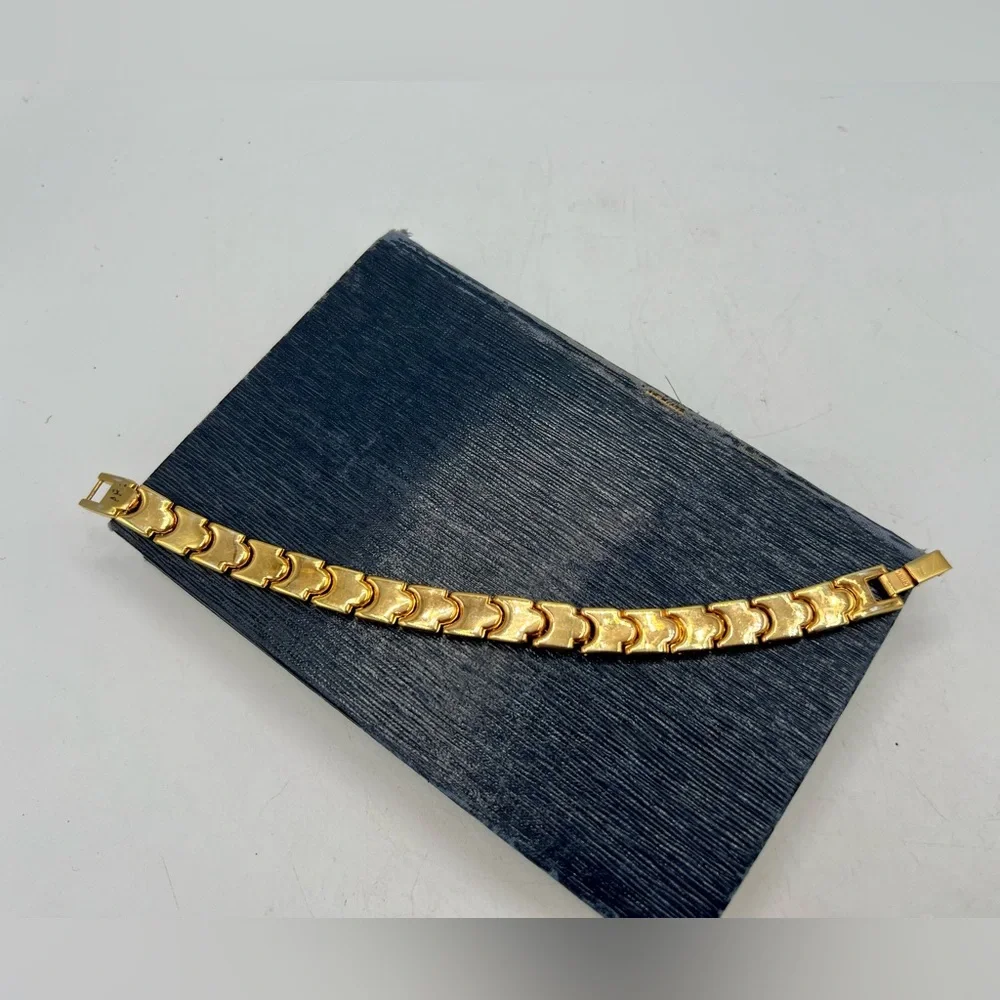 Vintage gold & silver link bracelet 7.5”